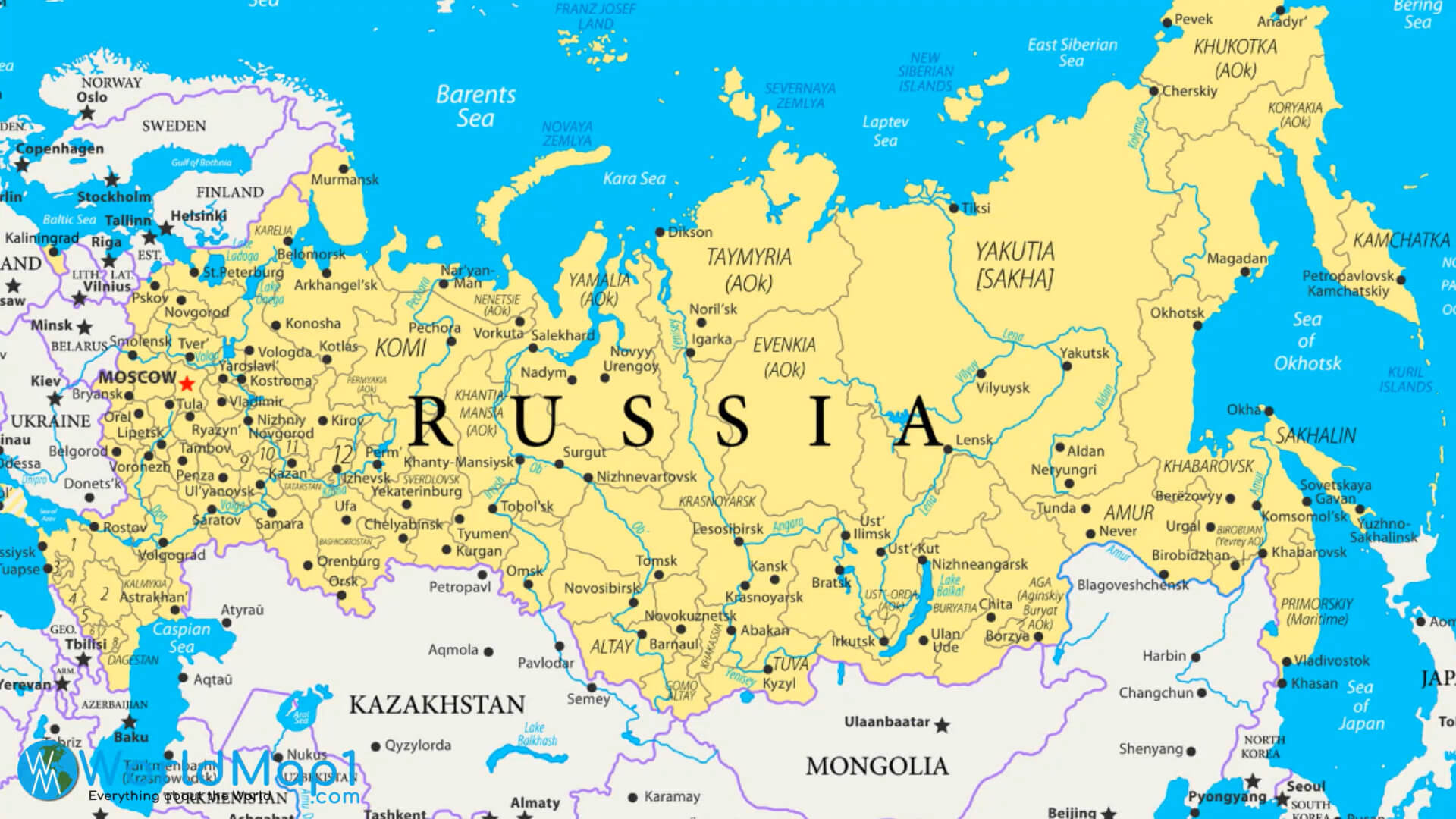 Karte der Nachbarländer Russlands